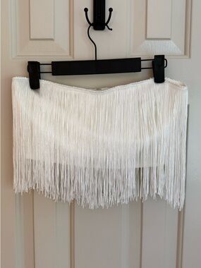 Lulu's White Fringe Crop Top